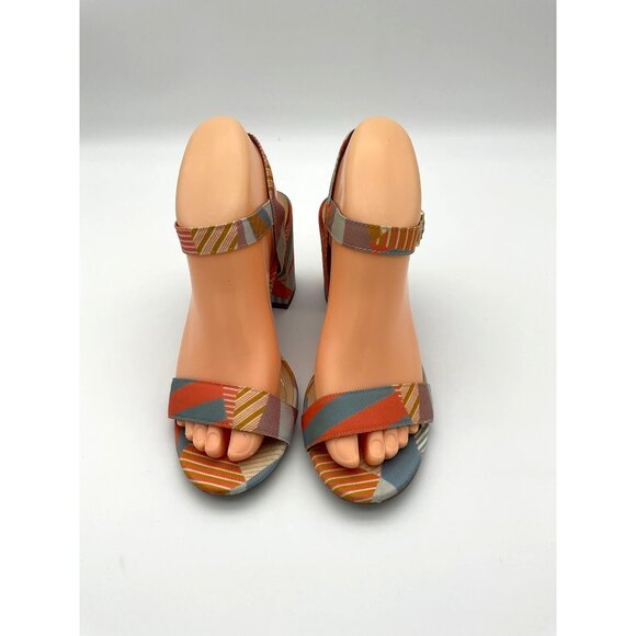 Circus Sam Edelman Ashton Colorful Coral Blue Geometric Ankle Strap Sandals 6.5 - Picture 1 of 10